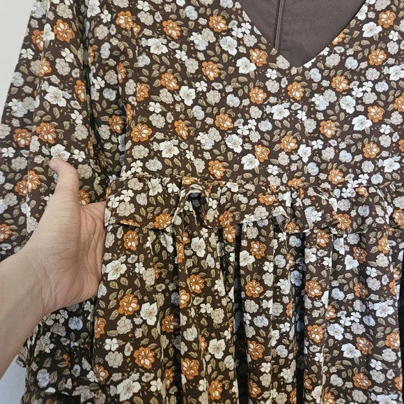 Pink Lily Brown Flowy Dress - Picture 6 of 10